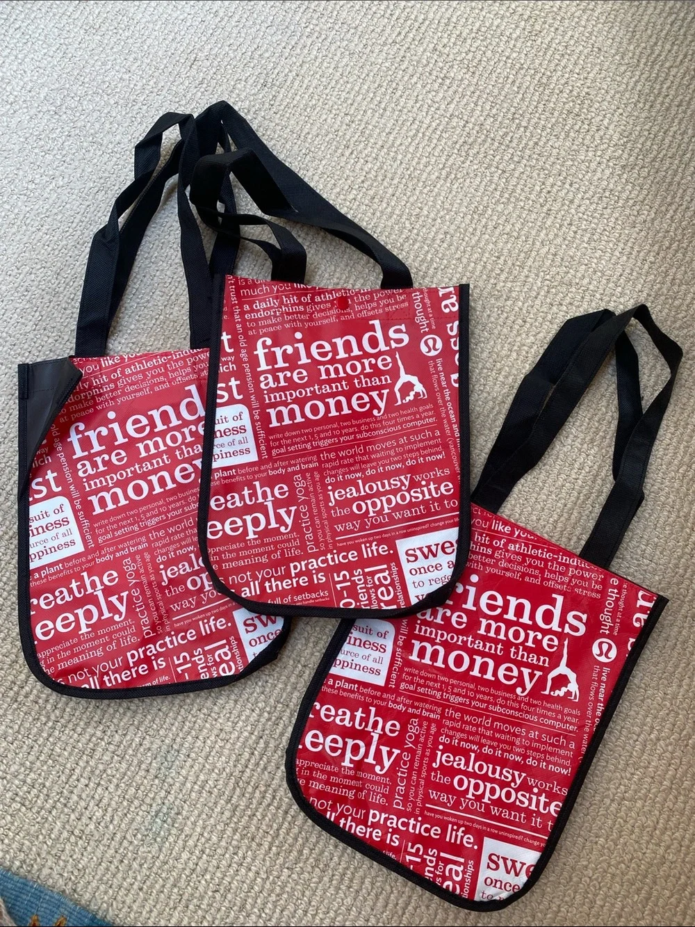Set of 3 Lululemon Small Reusable Tote Bags
